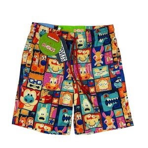 Nickelodeon X RSVLTS Tiki Toons Youth Large Swim Short Size L NWT